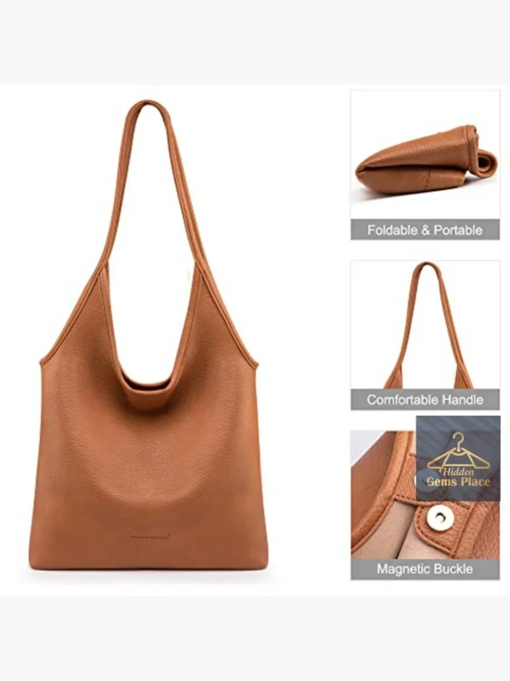 Slouchy Hobo Bag for Women Soft Vegan Leather Shoulder Handbag Top Handle